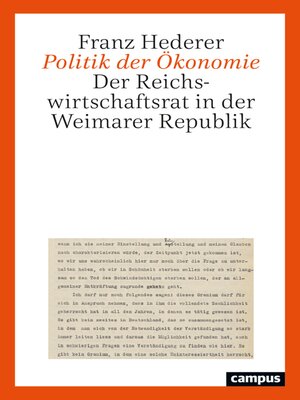 cover image of Politik der Ökonomie